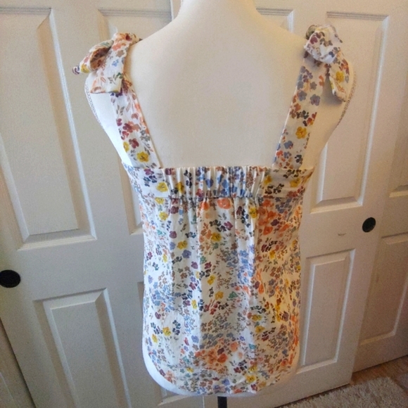 Women's a.n.a. Floral Top Bow Tie Straps Size XS Retro 70's looking - Picture 2 of 7